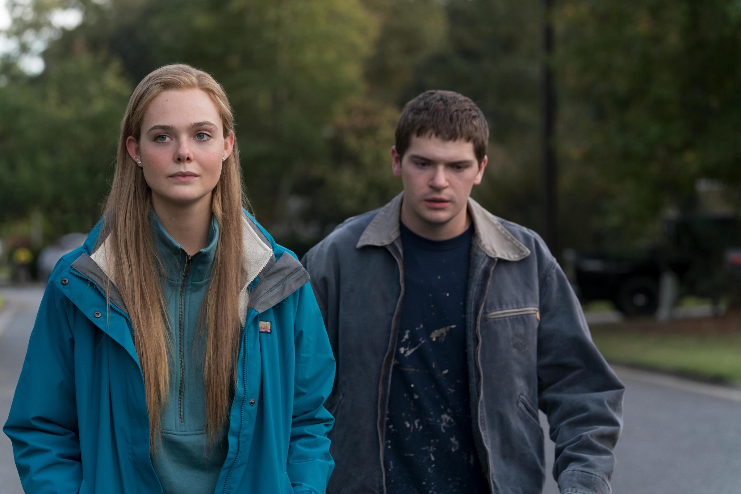 Elle Fanning as Michelle Carter and Colton Ryan as Conrad Roy in 'The Girl From Plainville'