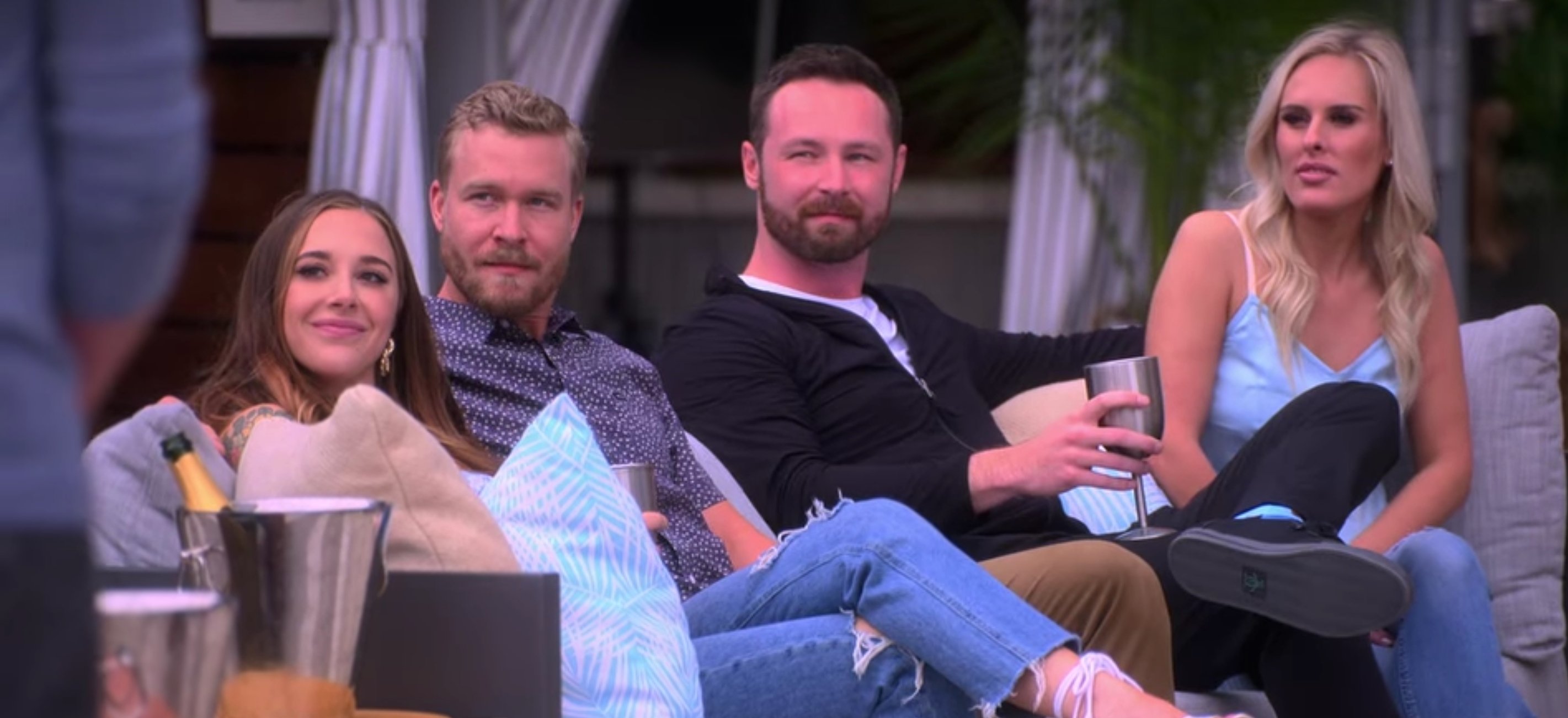Cast members of the new Netflix dating show, 'The Ultimatum' on set.
