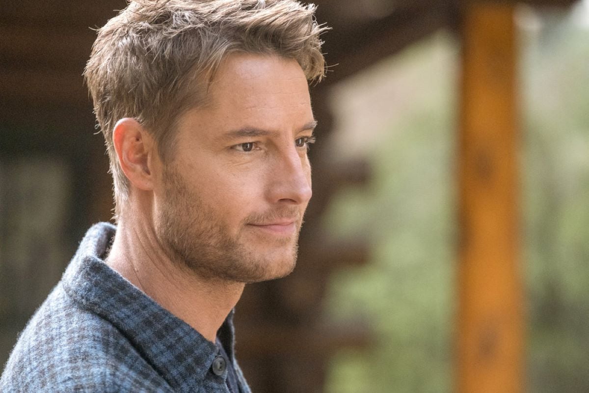 Justin Hartley, who stars as Kevin in 'This Is Us' Season 6 Episode 8, wears a blue button-up plaid shirt.