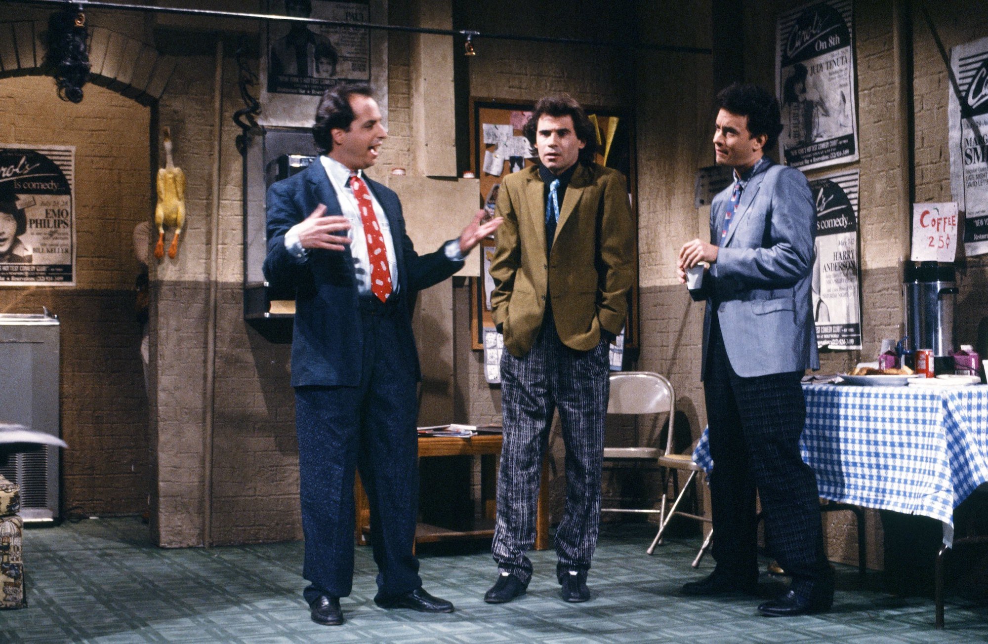 Tom Hanks on 'Saturday Night Live' with Dennis Miller and John Lovitz playing standup comics backstage