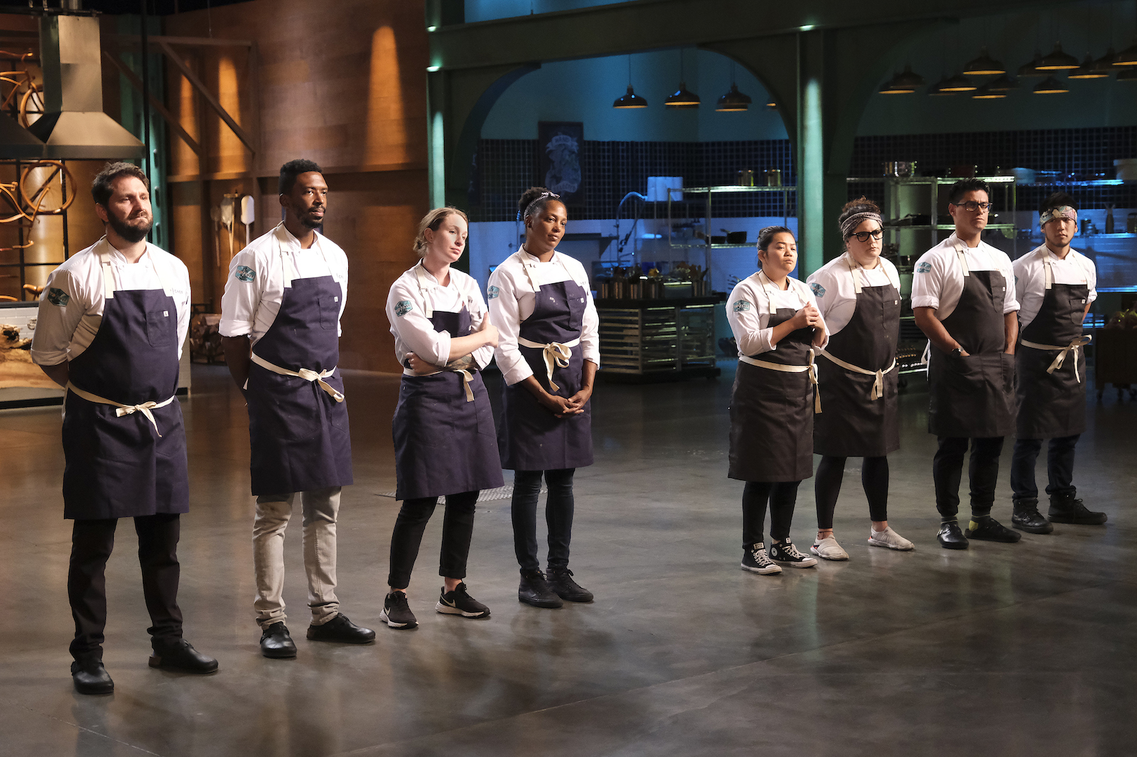 'Top Chef' cheftestants line up for evaluation during season 18