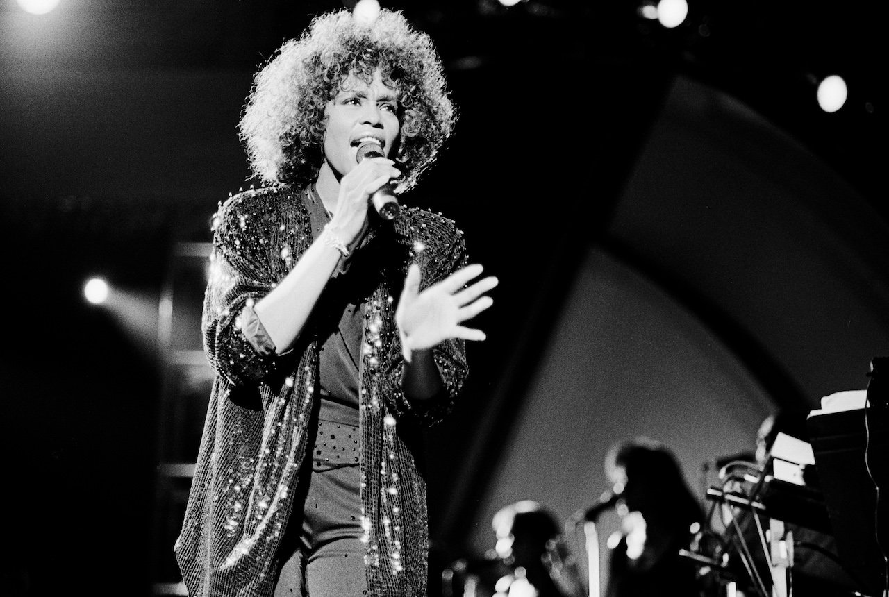 Whitney Houston performs on stage
