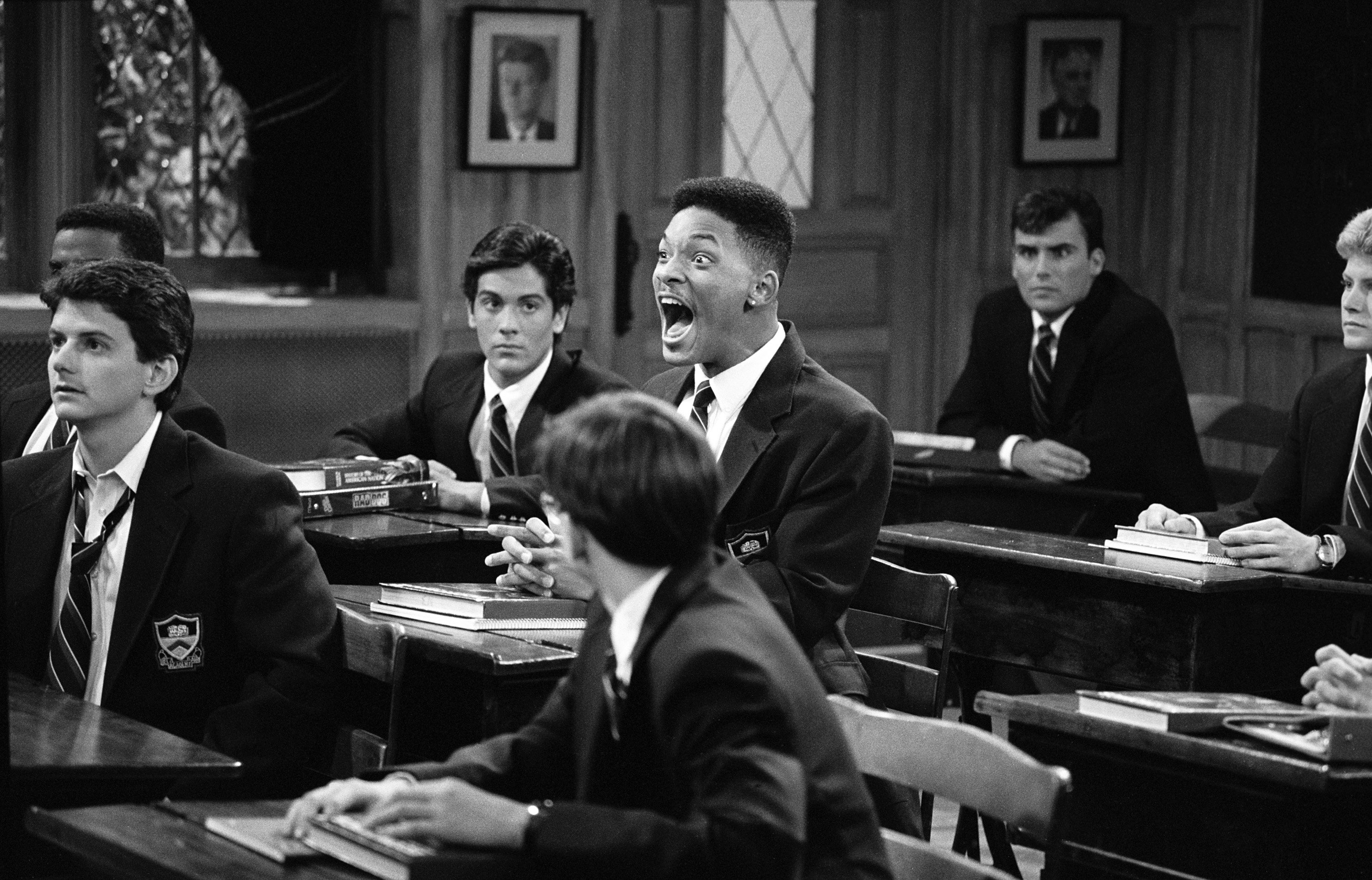 Will Smith screaming in class during an episode of 'The Fresh Prince of Bel-Air'