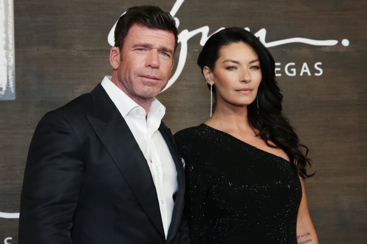 Taylor Sheridan and Nicole Muirbrook attend Paramount+ and 101 Studios world premiere of "1883" at Wynn Las Vegas on December 11, 2021 in Las Vegas, Nevada