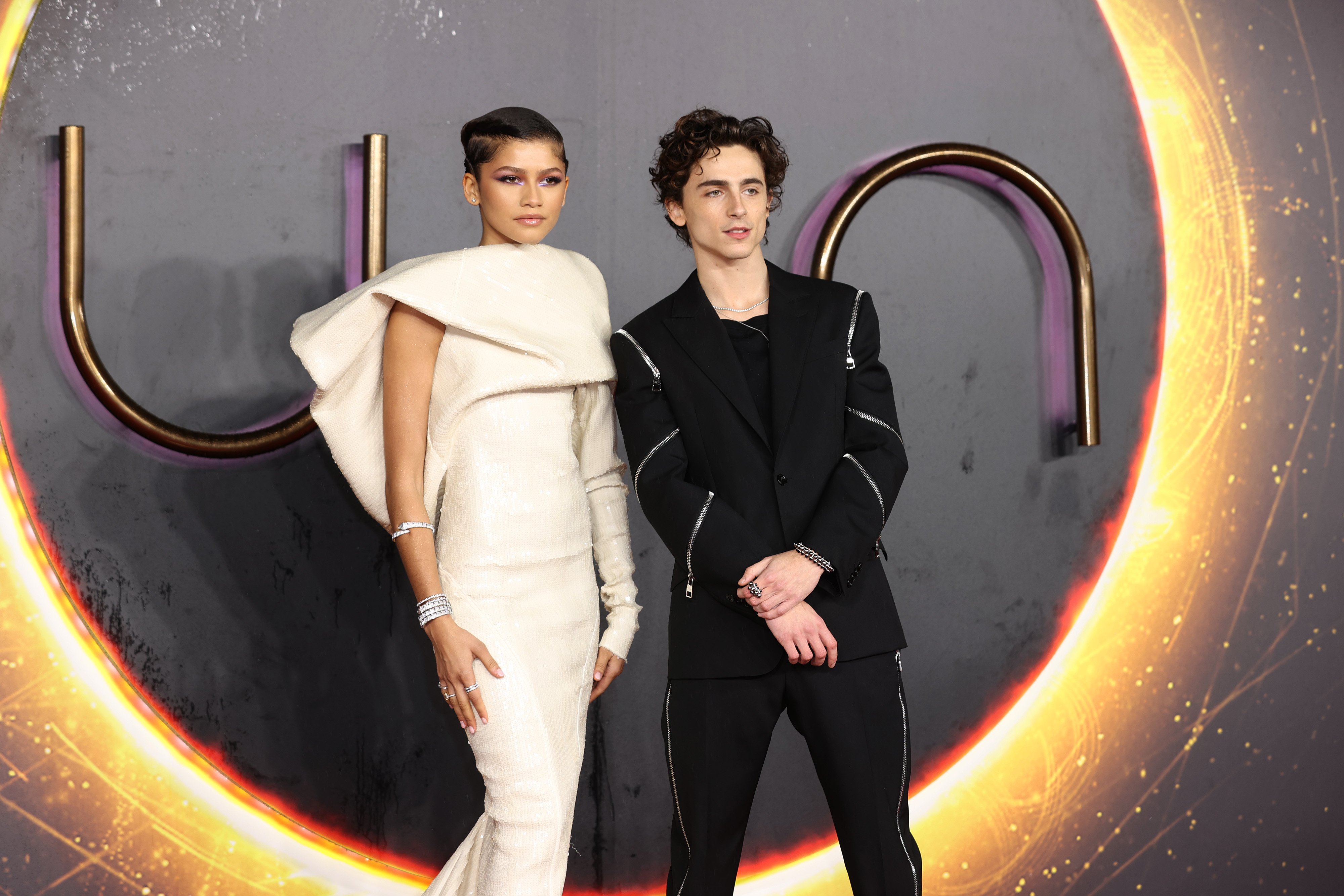 Zendaya and Timothee Chalamet appear at the premiere for Dune