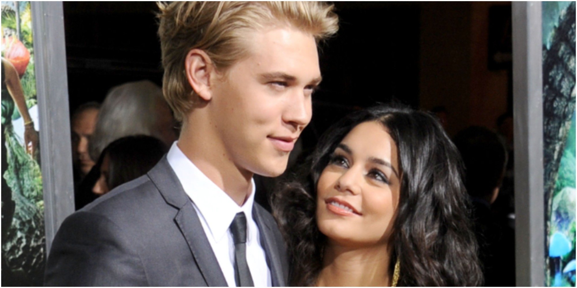 Austin Butler and Vanessa Hudgens pose together on the red carpet.