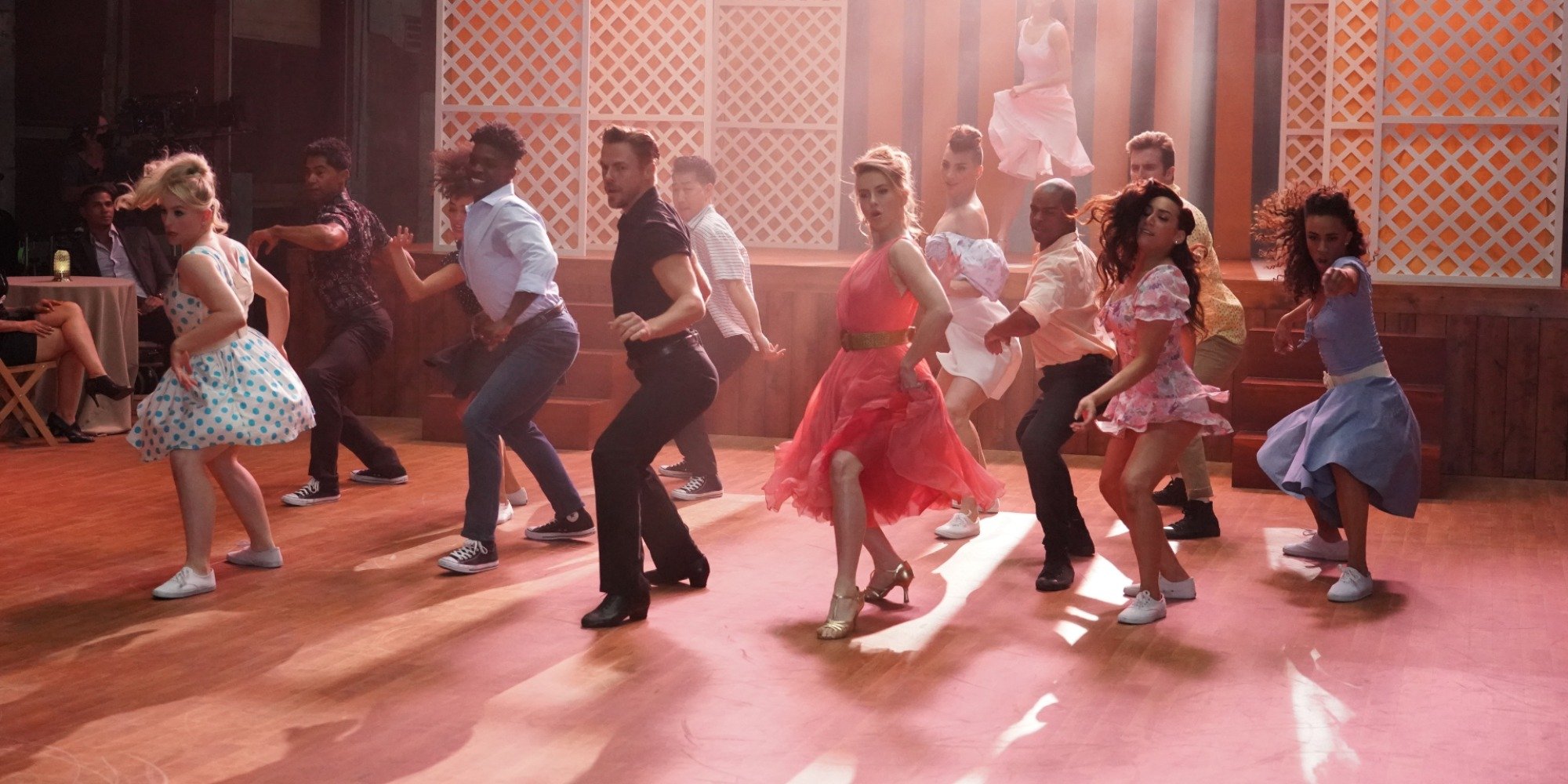 Derek and Julianne Hough perform during Step Into the Movies.