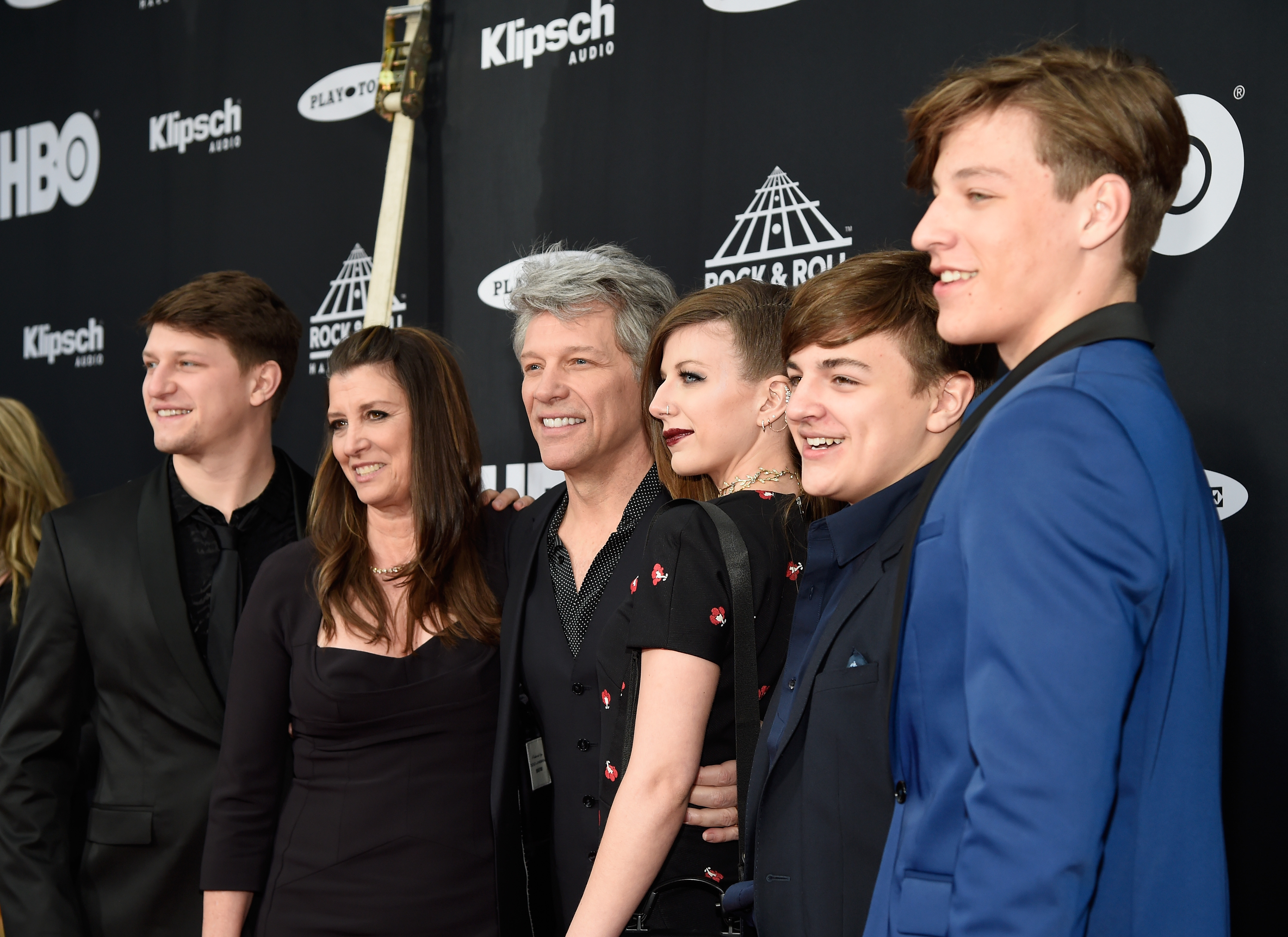 Jon Bon Jovi, wife Dorothea and their four children at the Rock and Roll Hall of Fame.