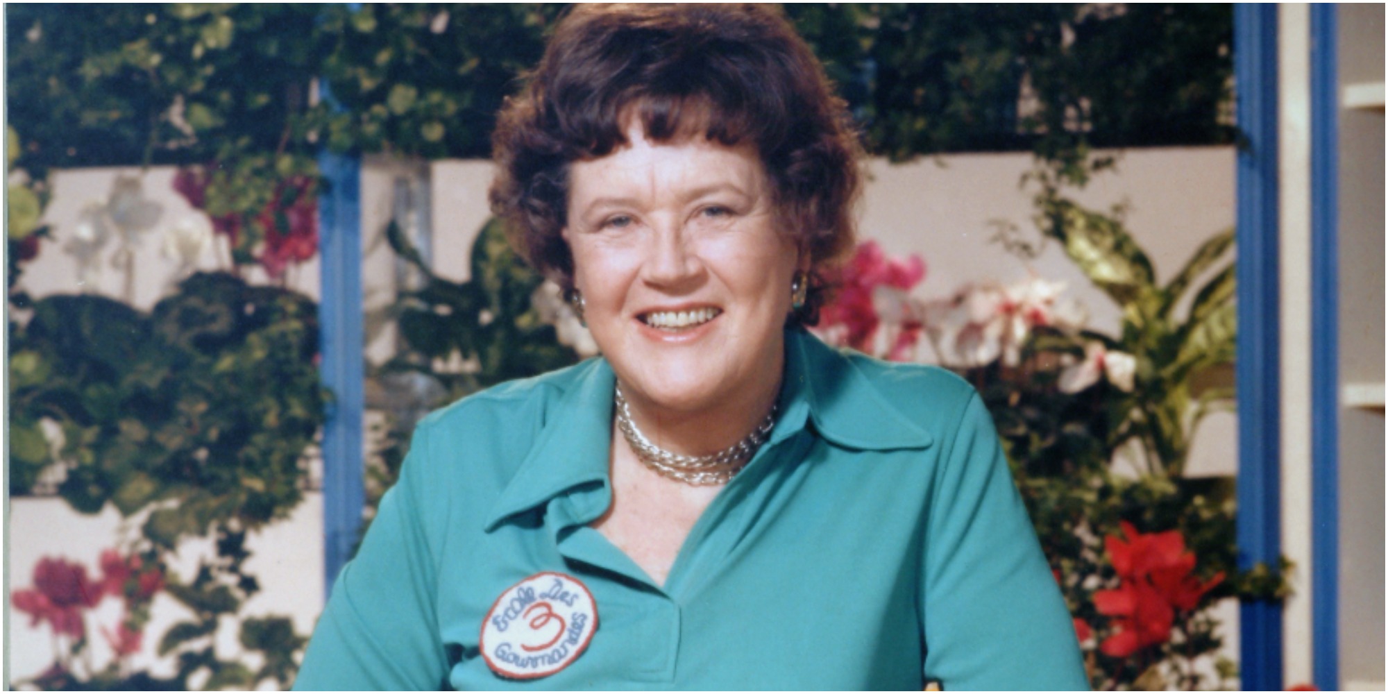 Julia Child photographed during a television appearance.