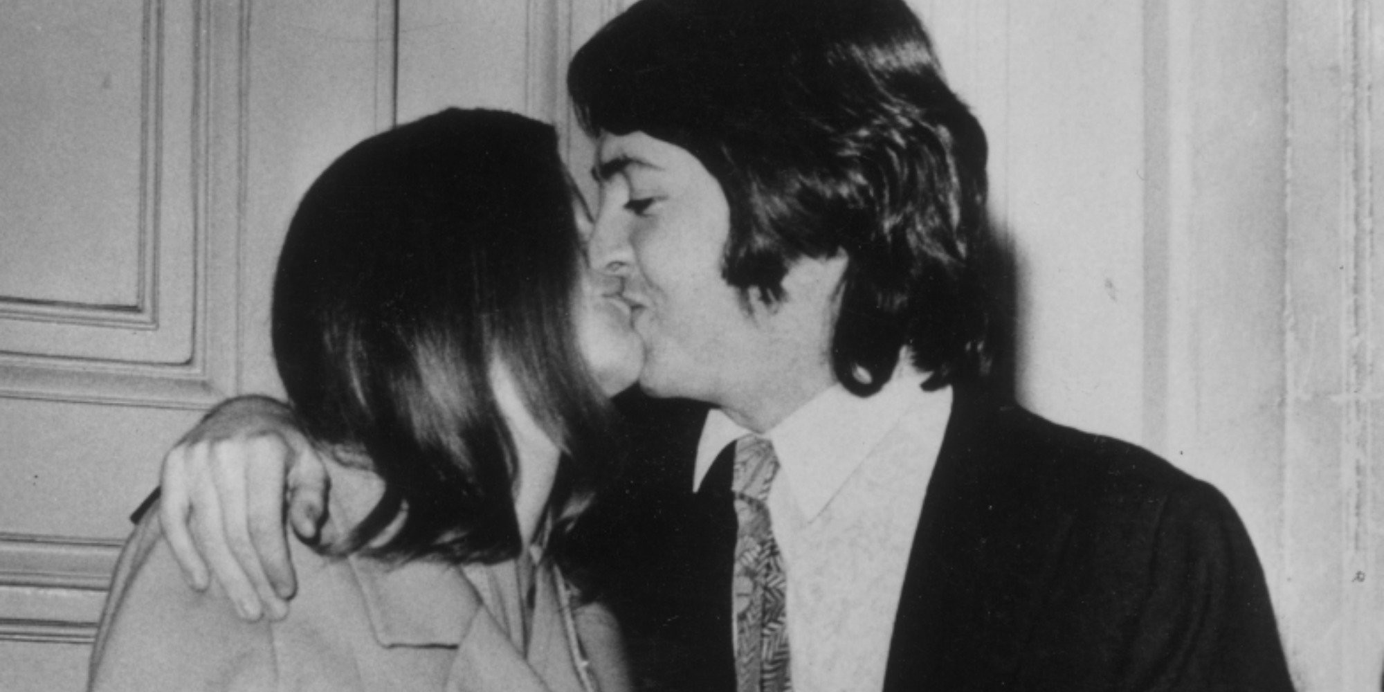 Paul and Linda McCartney on their 1969 wedding day in London, England.