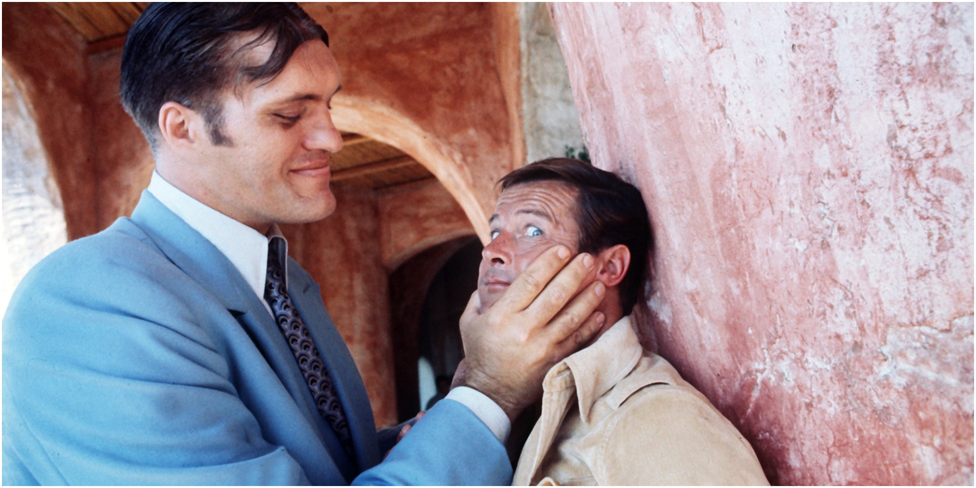 Richard Keil and Roger Moore in The Spy Who Loved Me.