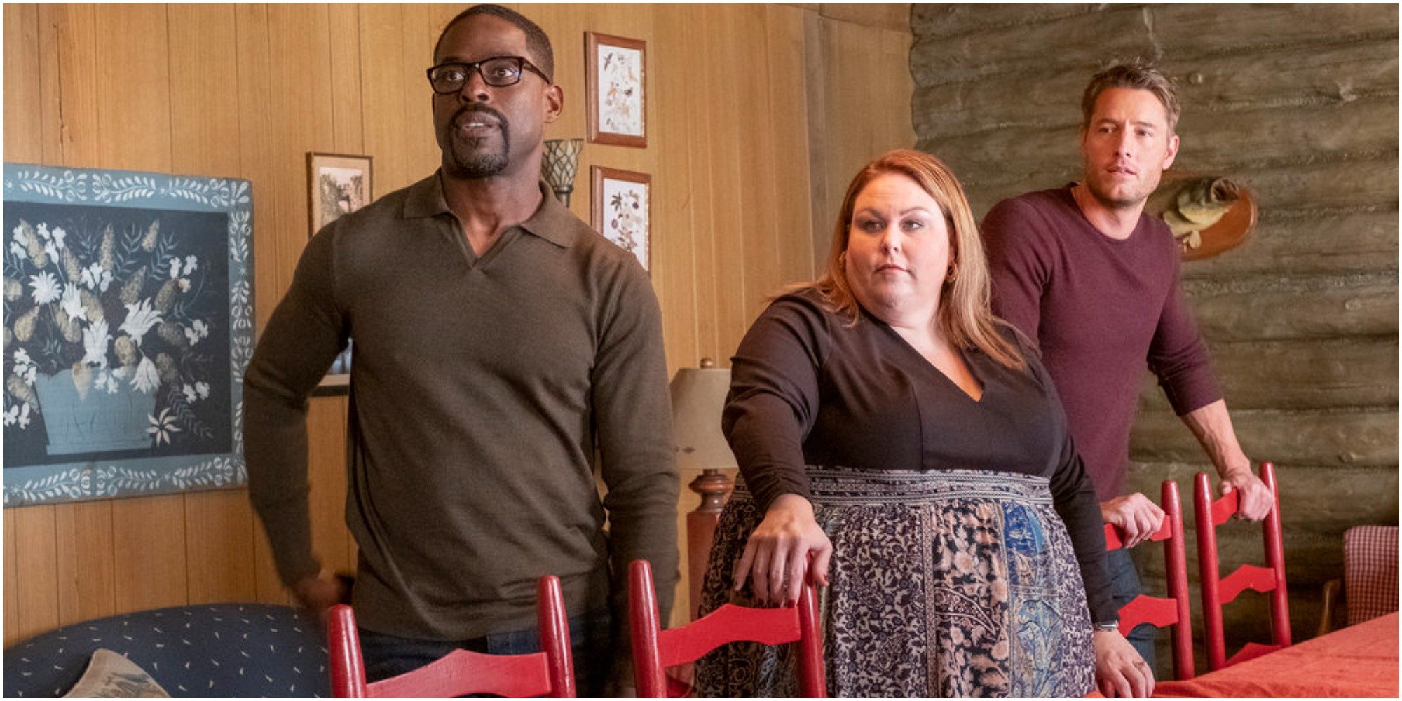 sterling k brown chrissy metz justin hartley in a scene from this is us.