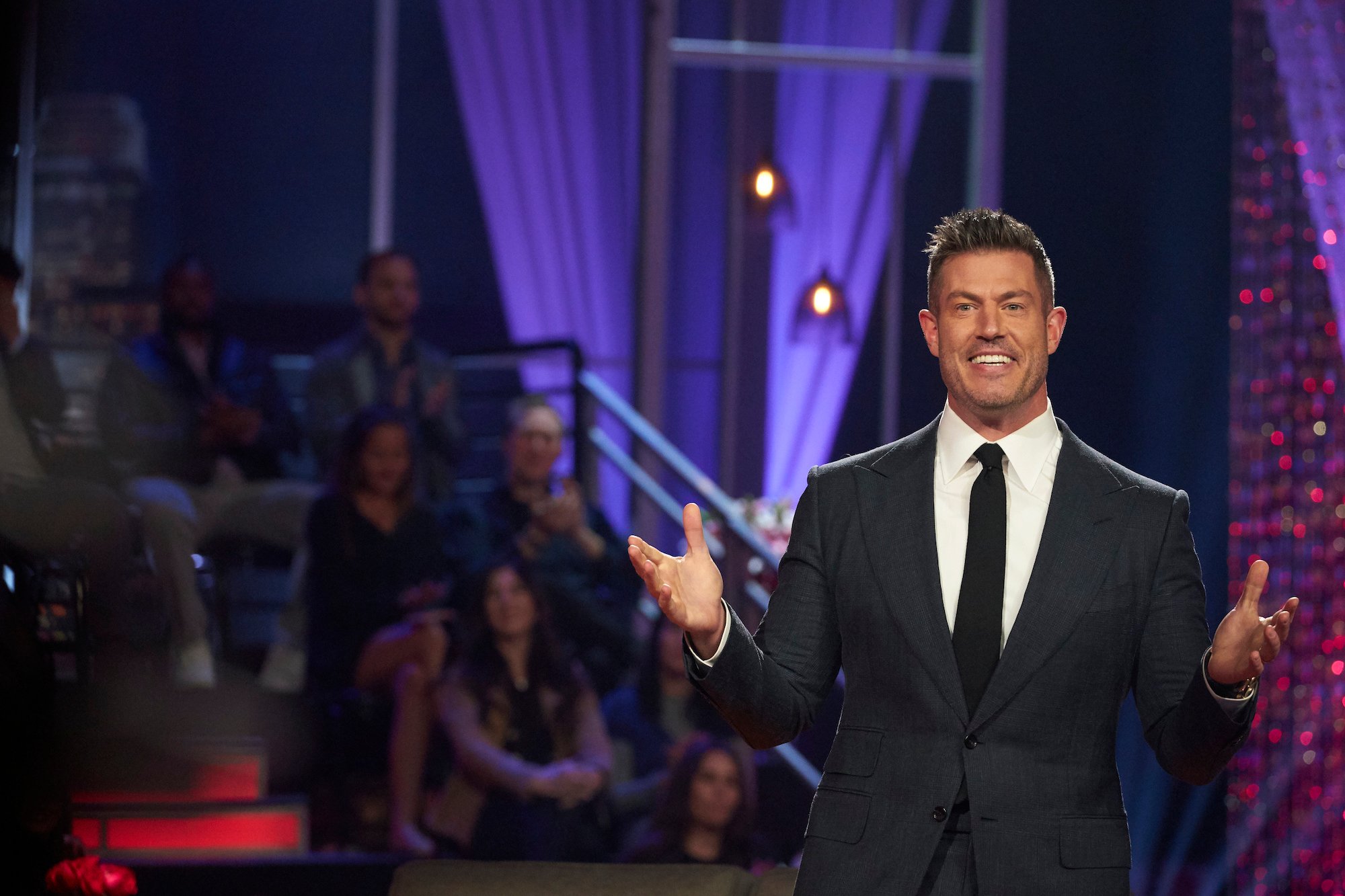 'The Bachelor' host Jesse Palmer seen wearing a suit at the 'Women Tell All,' breaks down what happened that night with 'The Bachelor' Clayton Echard.