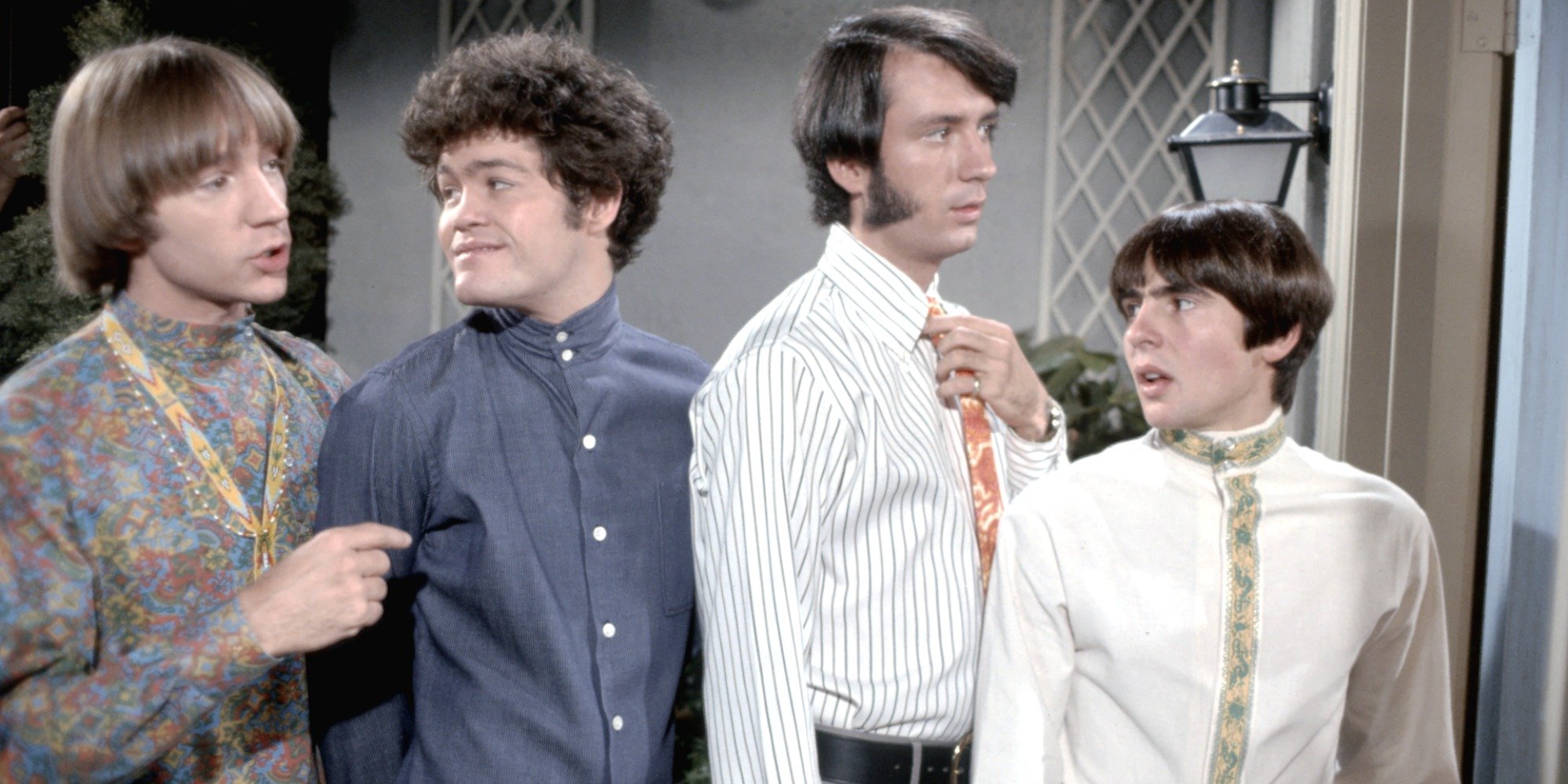 The Monkees cast includes Davy Jones, Mike Nesmith, Mickey Dolenz, and Peter Tork.