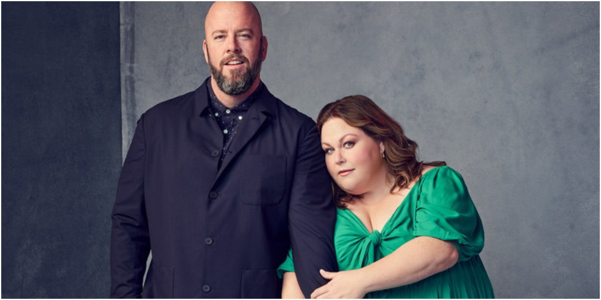 Chris Sullivan and Chrissy Metz pose for a publicity photo for This Is Us.