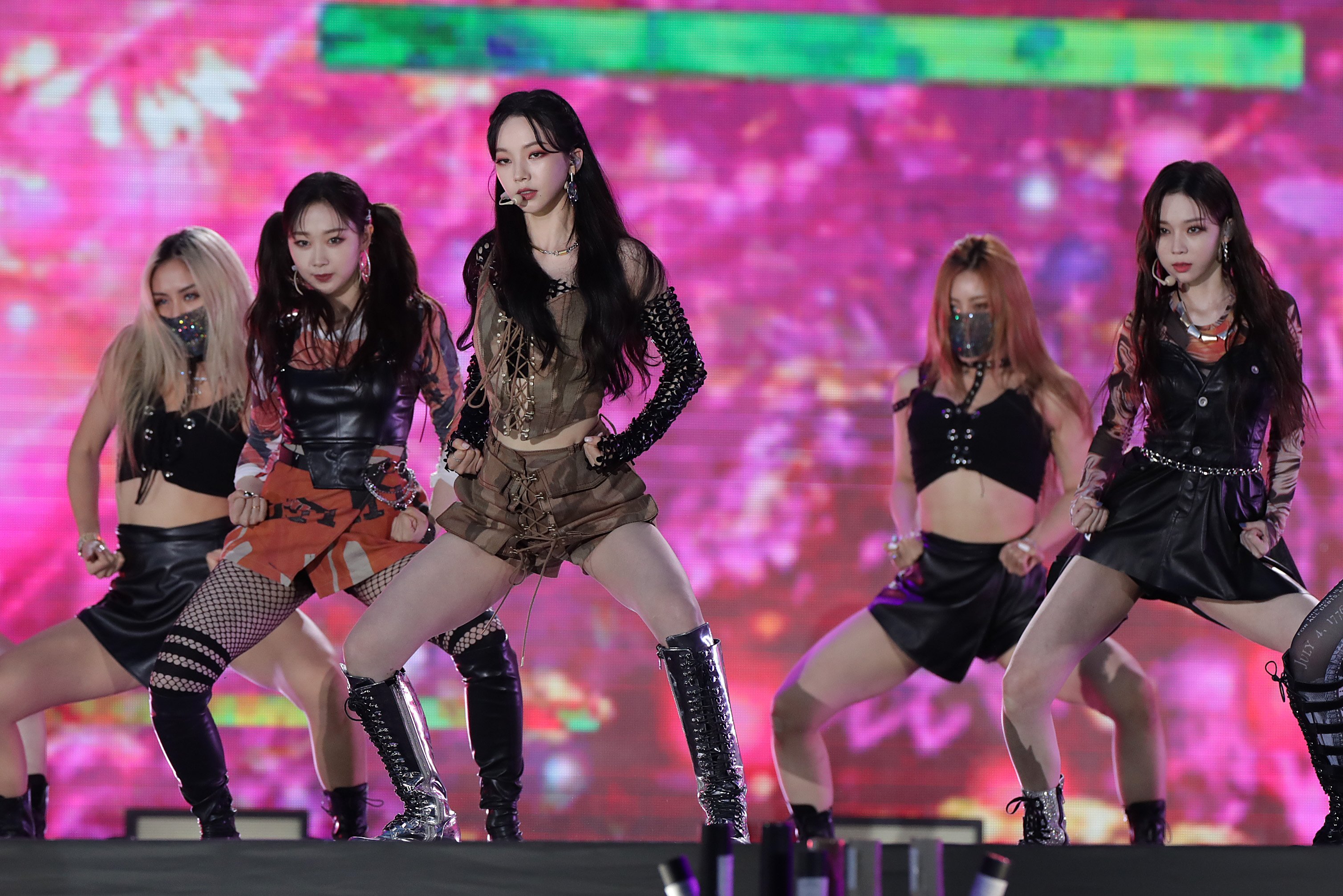 Girl group aespa perform on stage during the 27th edition of the annual 'Dream Concert'