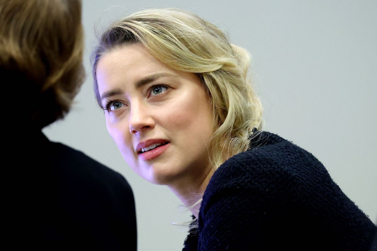 Amber Heard during the 50 million US dollar Depp vs Heard defamation trial, which legal experts theorize is leaning in Depp's favor