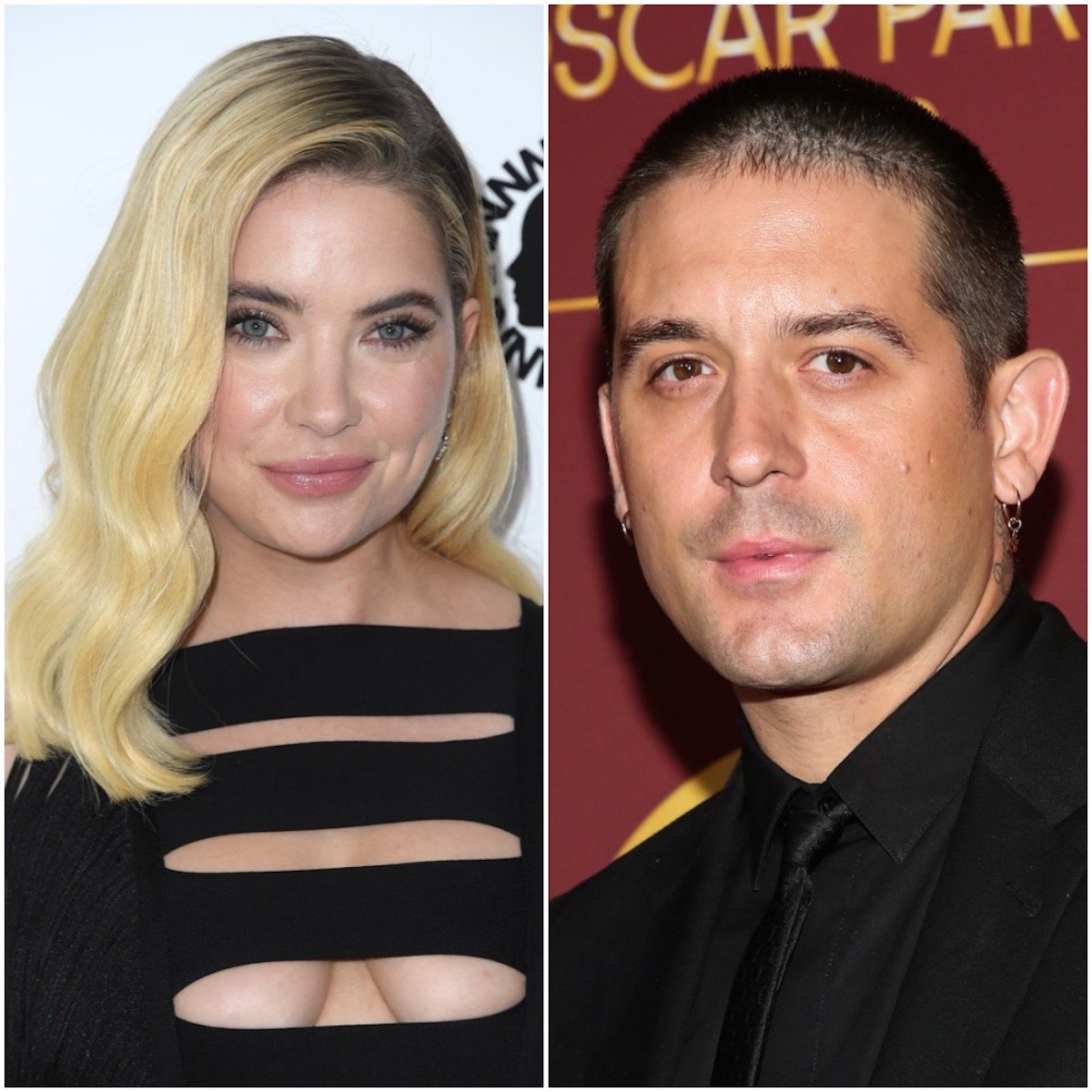Side by side photos of Ashley Benson and G-Eazy.