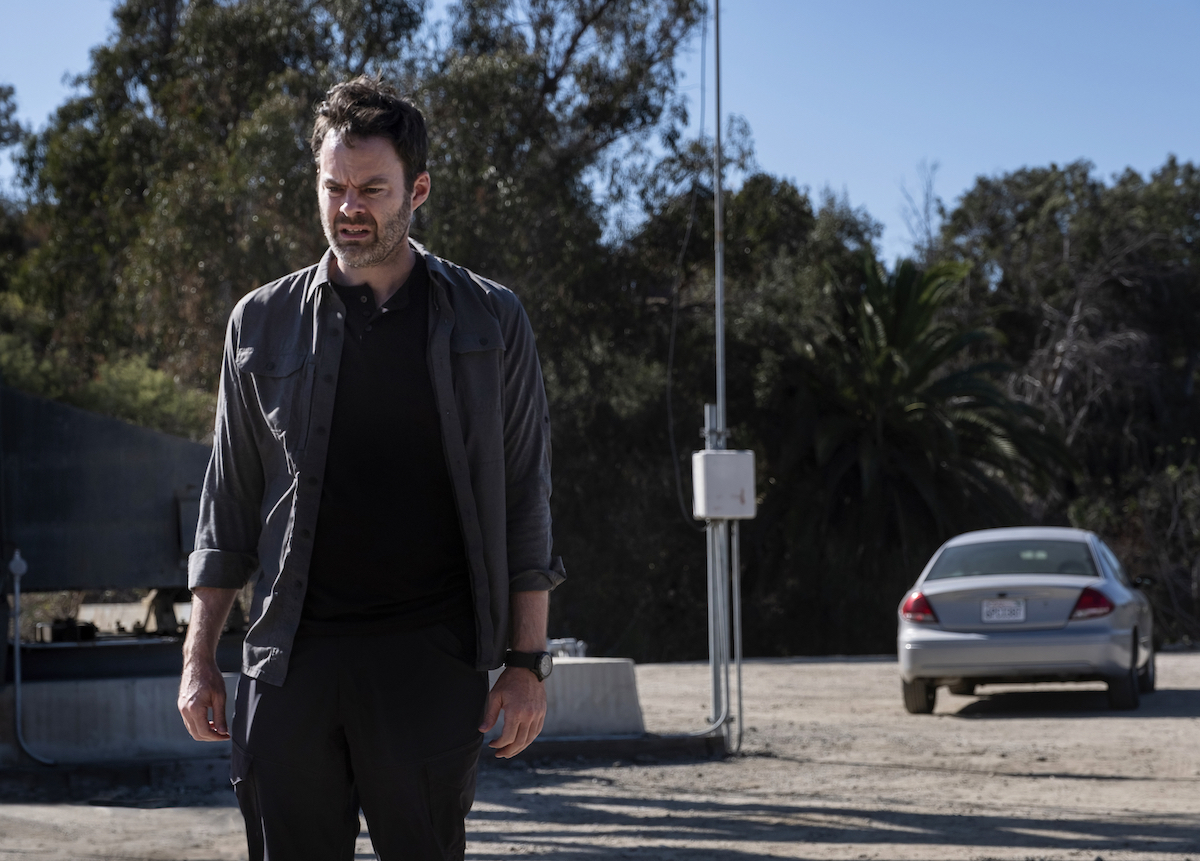 'Barry' Season 3: Bill Hader looks worried standing in front of a car