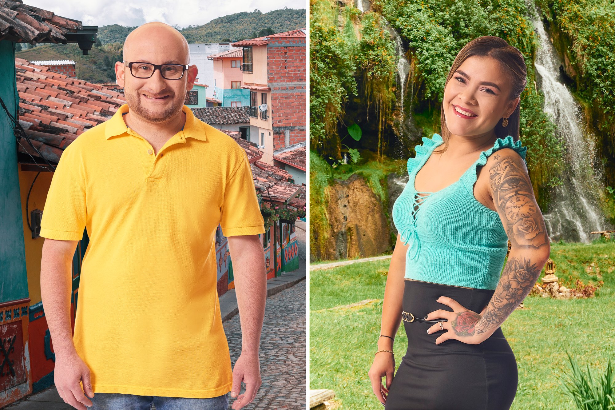 'Before the 90 Days' Season 5 stars Mike and Ximena with Mike wearing a yellow shirt and Ximena in a teal tank top.