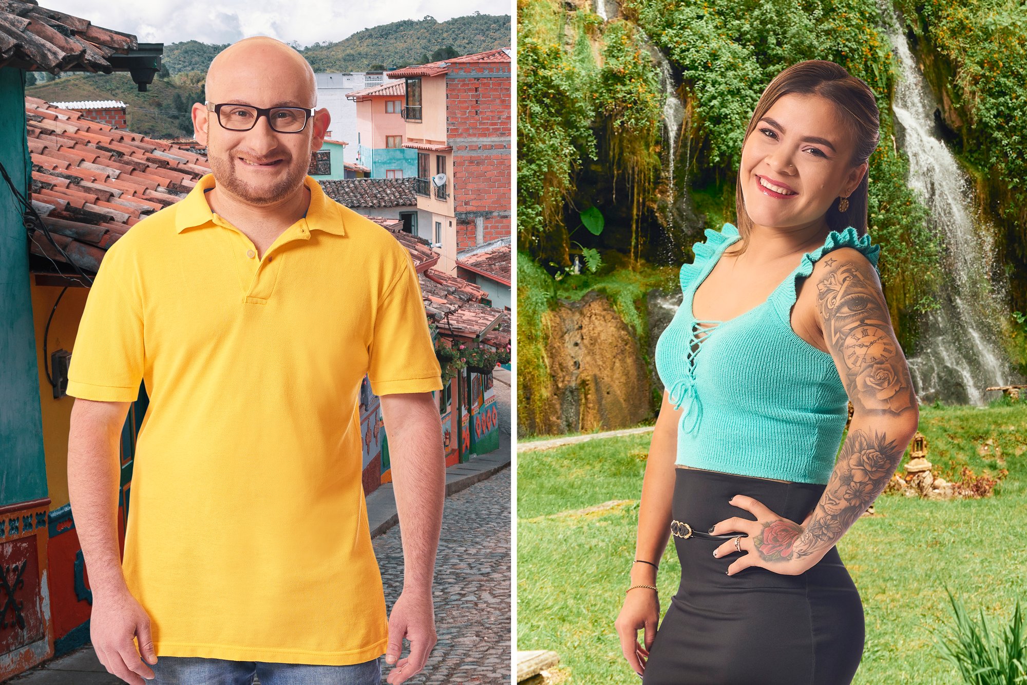 'Before the 90 Days' Season 5 stars Mike and Ximena with Mike wearing a yellow shirt and Ximena in a teal tank top.