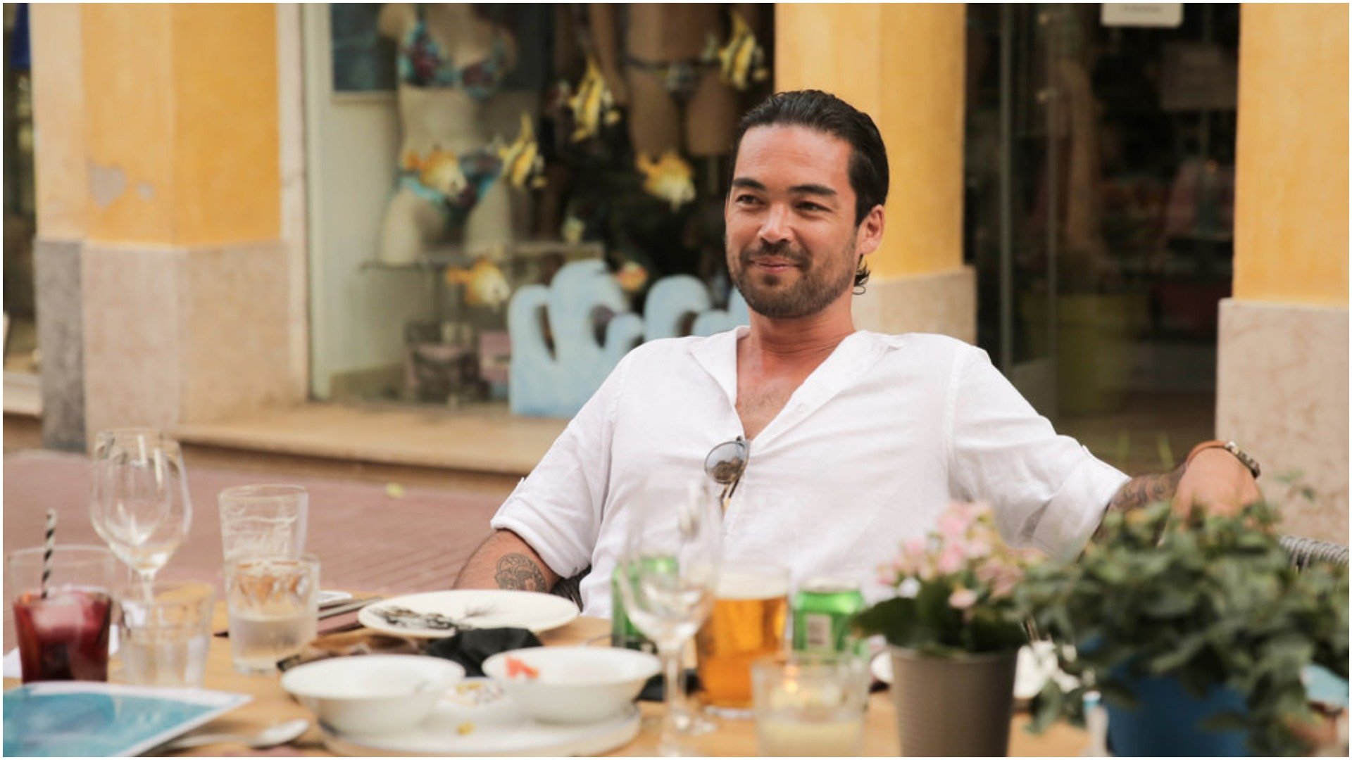 Colin MacRae from 'Below Deck Sailing Yacht' relaxes after dinner with the crew 