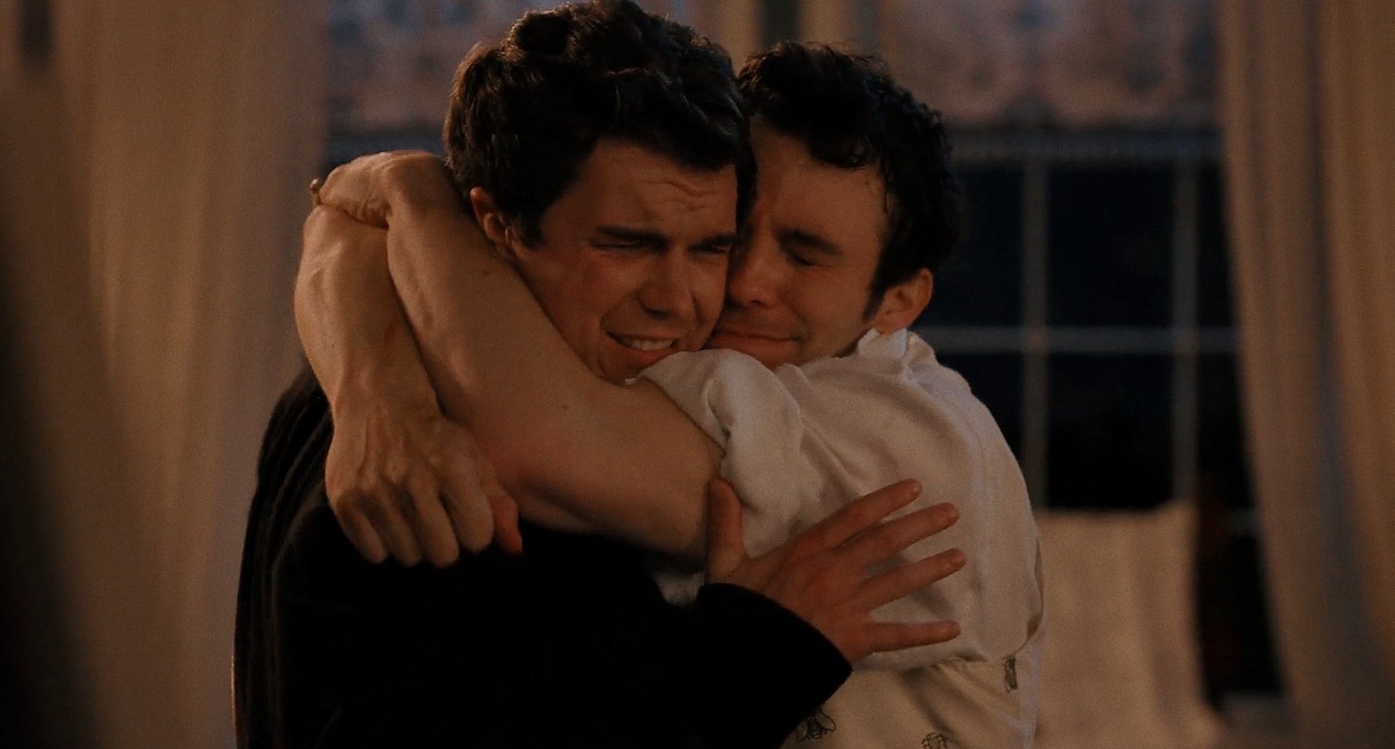 Benedict Bridgerton on drugs in 'Bridgerton' Season 2 hugging Colin.