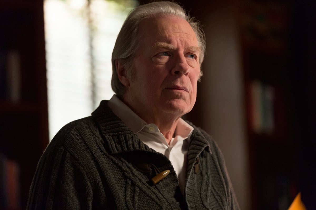 Michael McKean as Chuck McGill in Better Call Saul. Chuck wears a white button-down and brown sweater. 