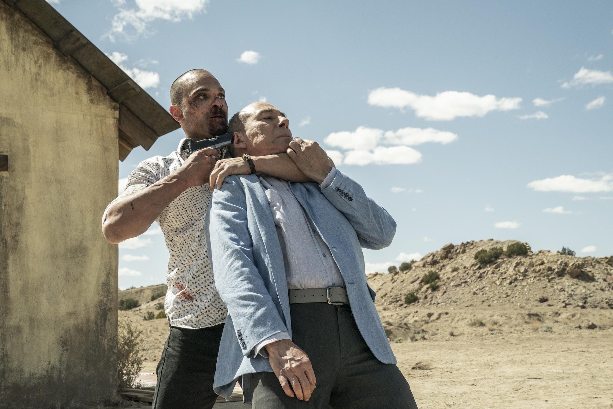 'Better Call Saul': Nacho Varga (Michael Mando) holds a gun to Juan Bolsa (Javier Grajeda)'s head