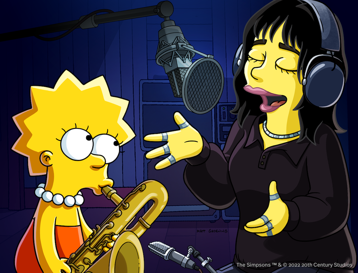 Billie Eilish sings while Lisa Simpson plays the saxophone