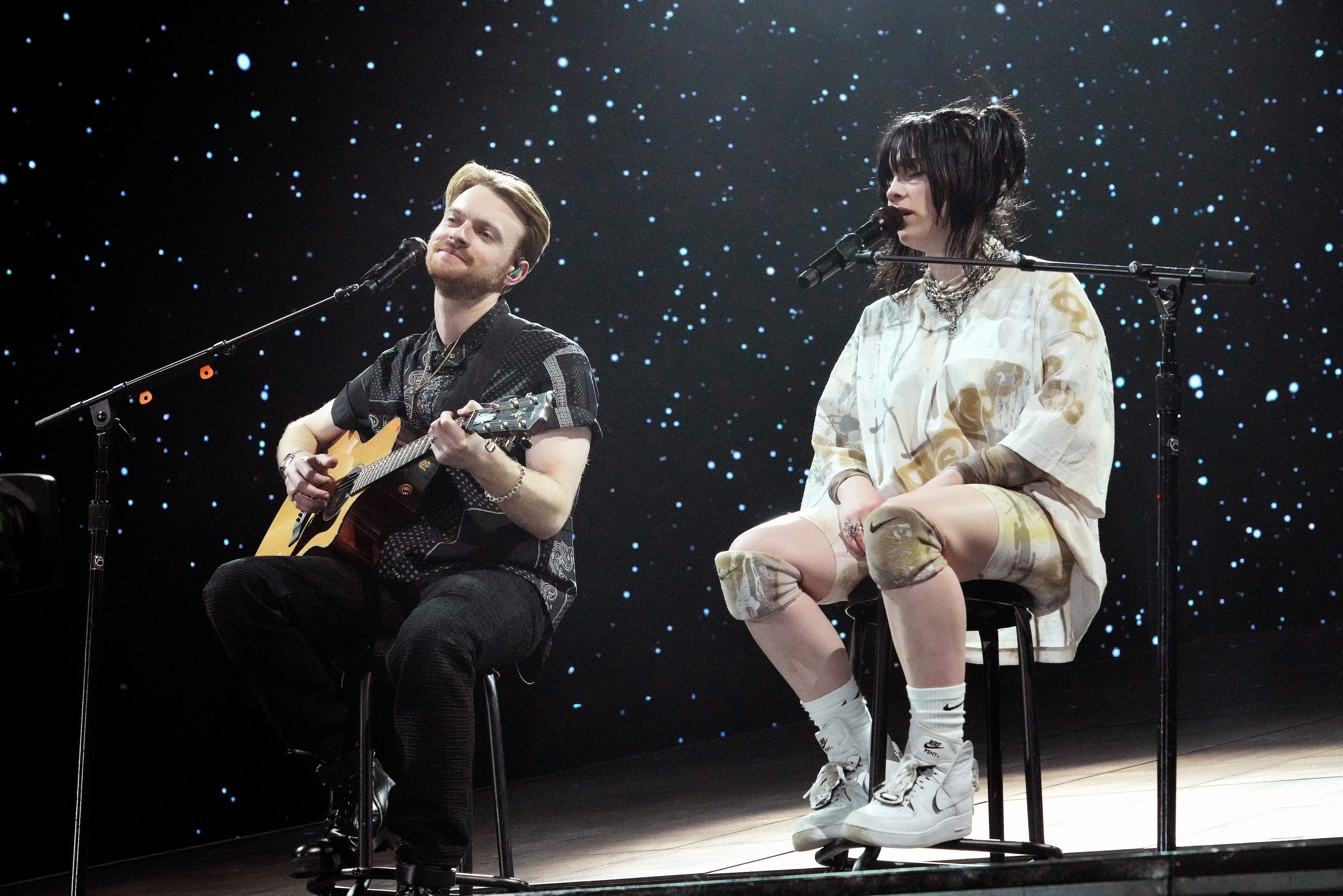 FINNEAS and Billie Eilish perform at the Coachella Stage during the 2022 Coachella Valley Music And Arts Festival