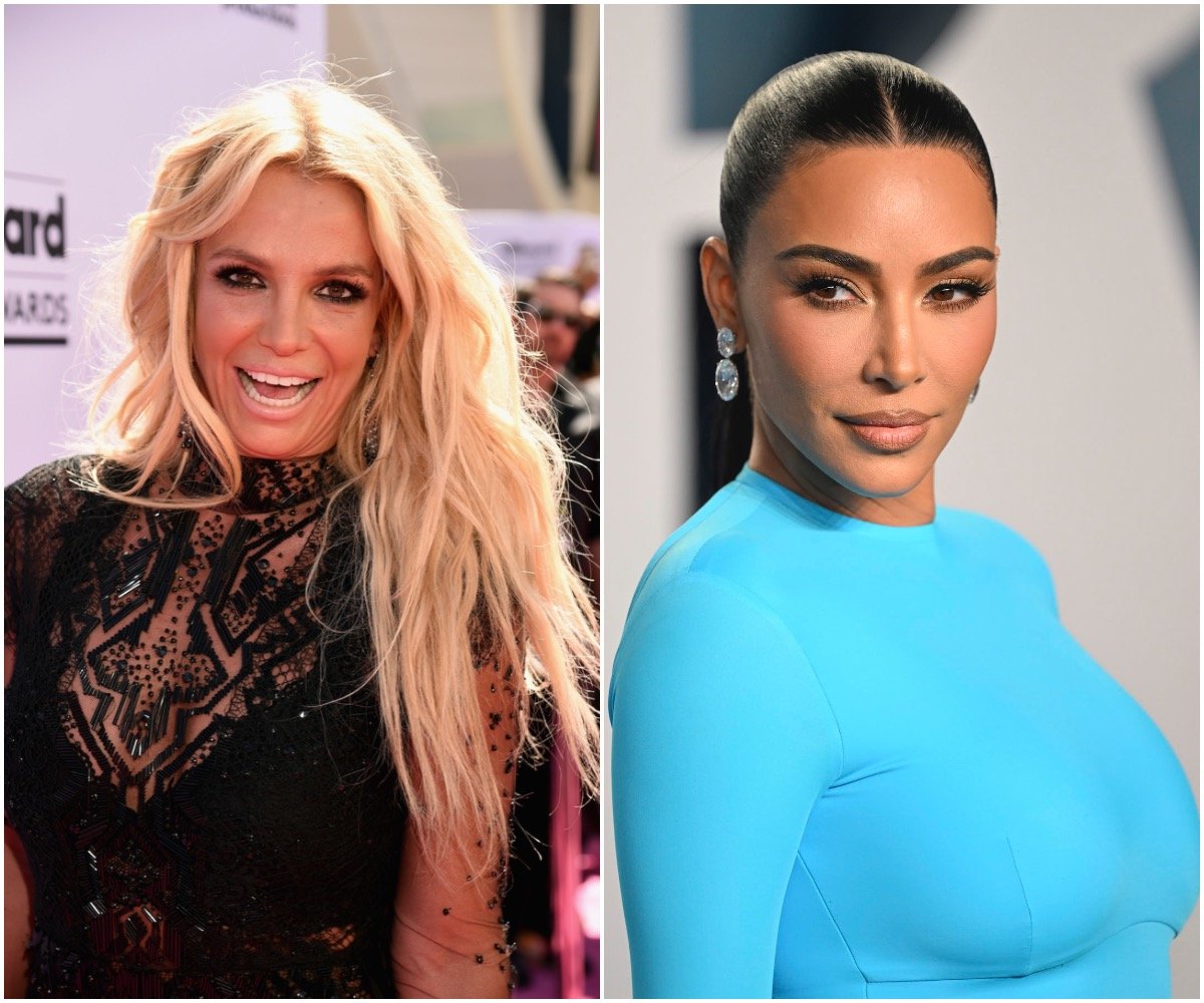 Side by side photos of Britney Spears and Kim Kardashian.