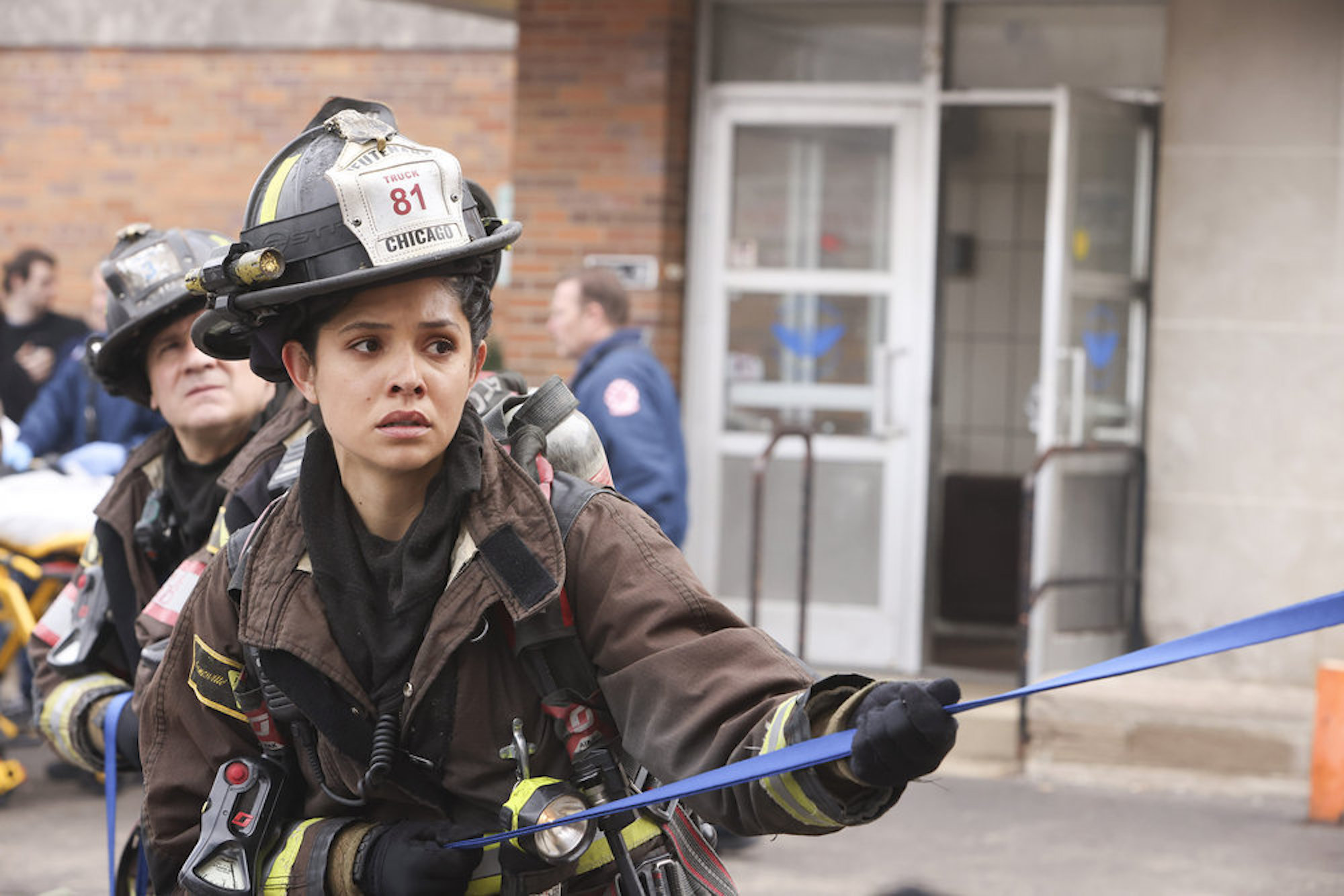 Stella Kidd in full uniform helping during an emergency in 'Chicago Fire' Season 10