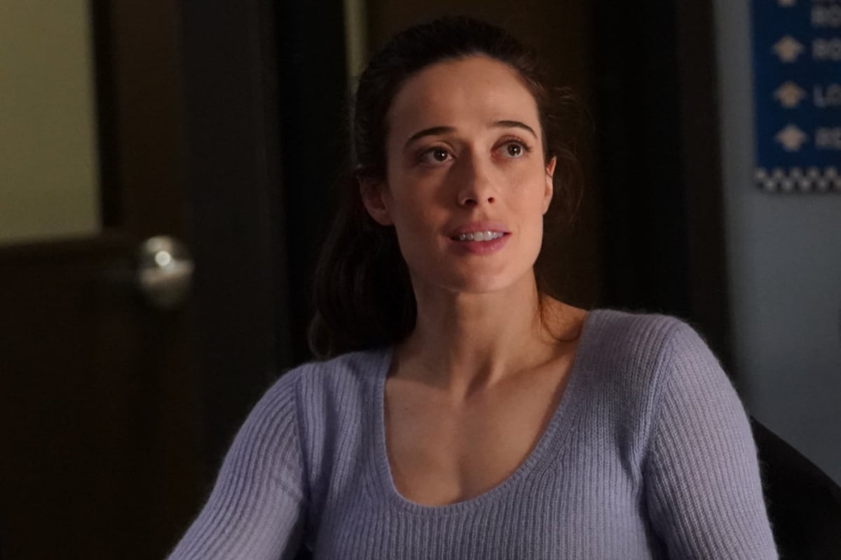 Marina Squerciati as Kim Burgess in Chicago P.D. Season 9 wearing a purple top. 