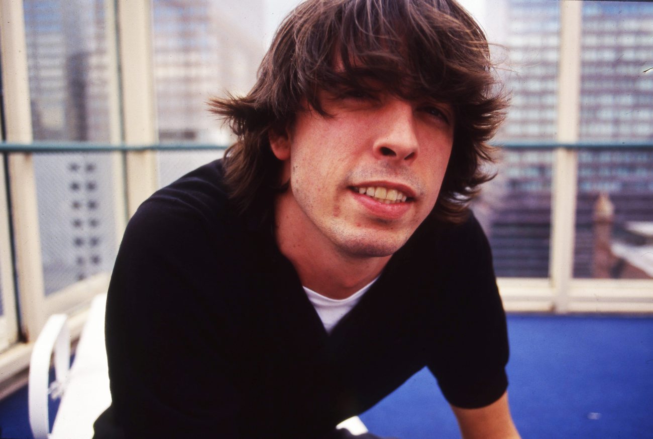 Dave Grohl wearing a black top in Denver, 1998.