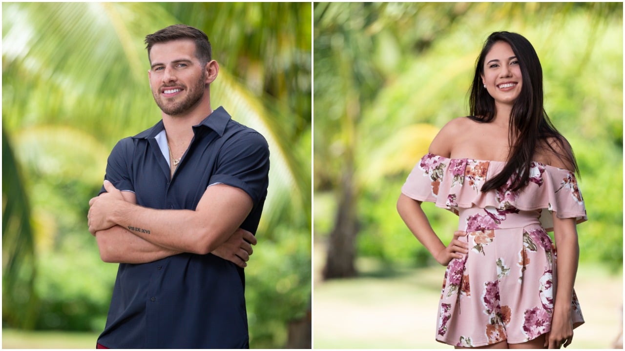 Deac Conti and Samantha Hoffman posing for 'Temptation Island' season 2 cast photos