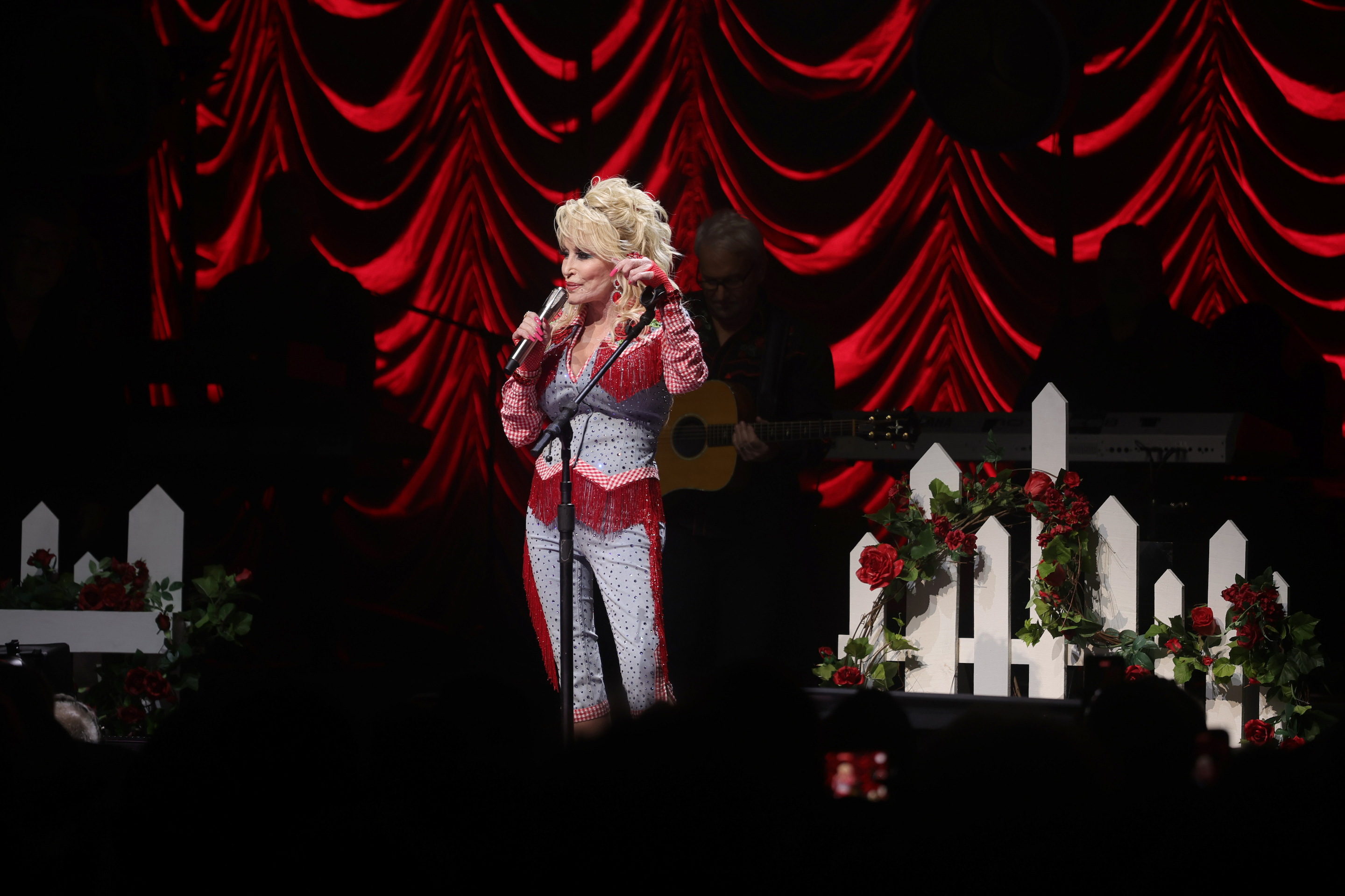 Dolly Parton performs on stage at ACL Live during Blockchain Creative Labs’ Dollyverse