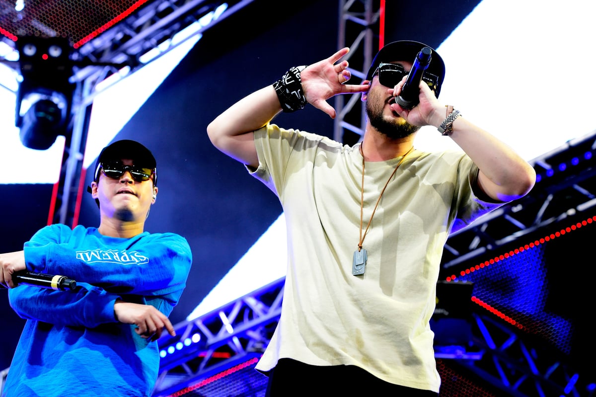 Tablo and Mirtha Jin of Epik High perform onstage during the 2016 Coachella music festival in Indio, CA.