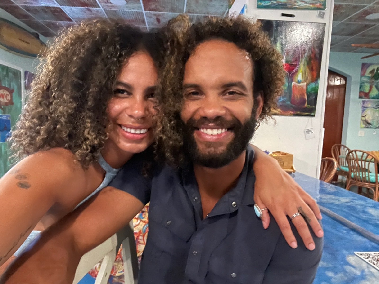 Gabriela Barragan from 'Below Deck Sailing Yacht' and Wes O'Dell from Below Deck' smile while out to dinner 