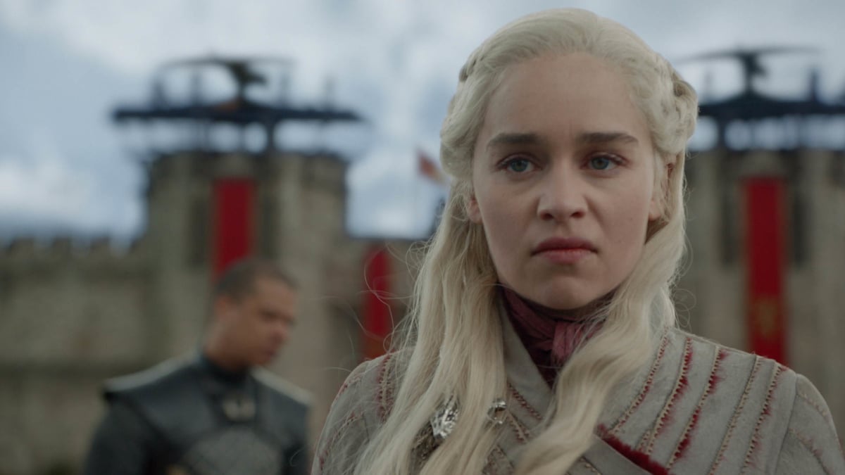 Game of Thrones Emilia Clarke in a close-up or Daenerys Targaryen