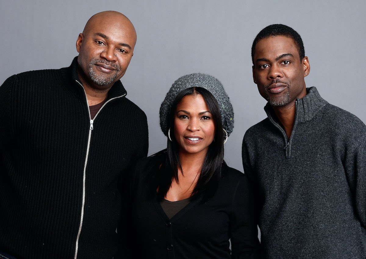 ‘Good Hair’ exec producer Nelson George, Nia Long, and Chris Rock pose