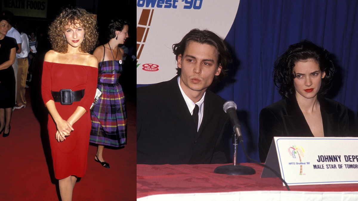 (L) Jennifer Grey (R) Johnny Depp and Winona Ryder