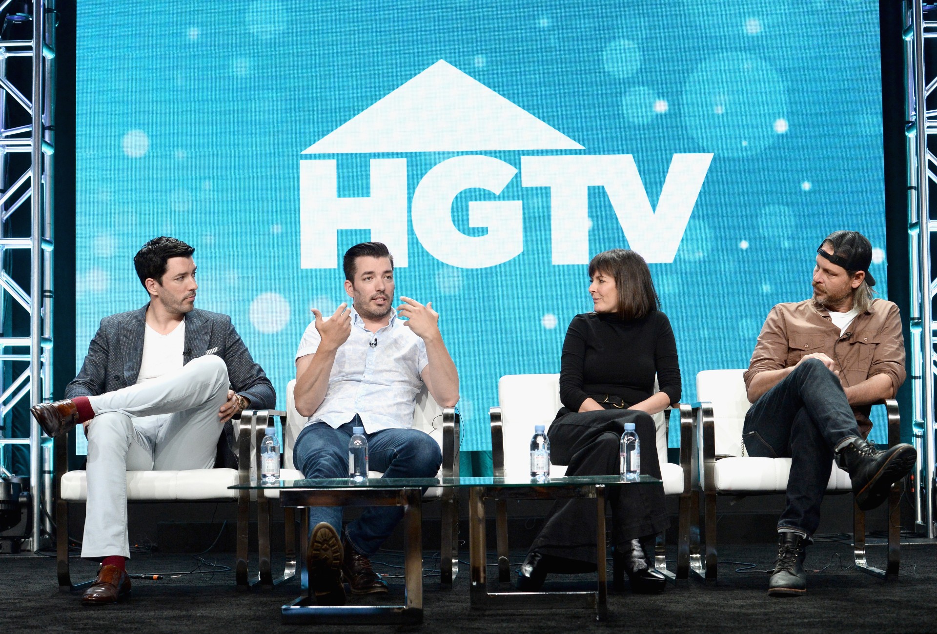 The Property Brothers speak during an HGTV panel.