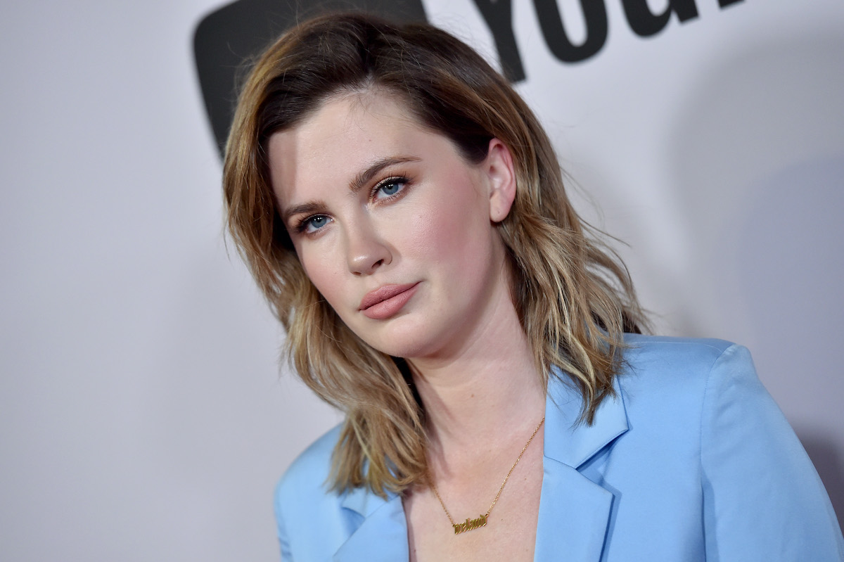 Ireland Baldwin in front of a white background