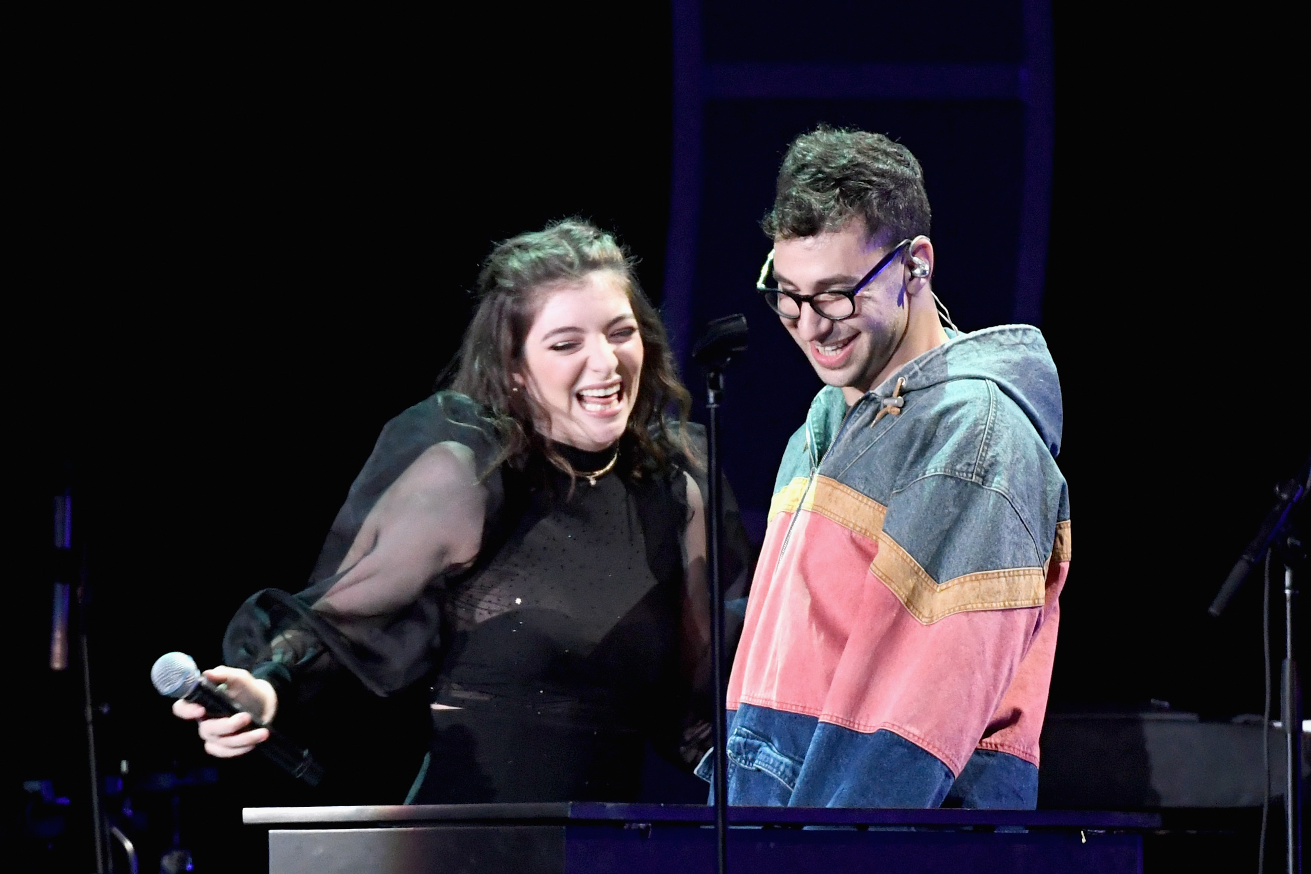 Lorde and Jack Antonoff perform onstage during the 2017 iHeartRadio Music Festival