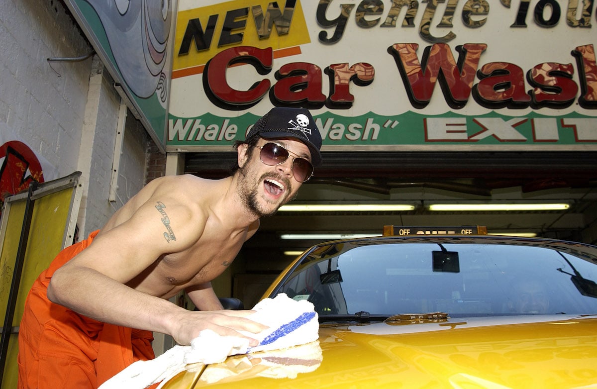 Johnny Knoxville washes a car during promos for Jackass: The Movie in 2002