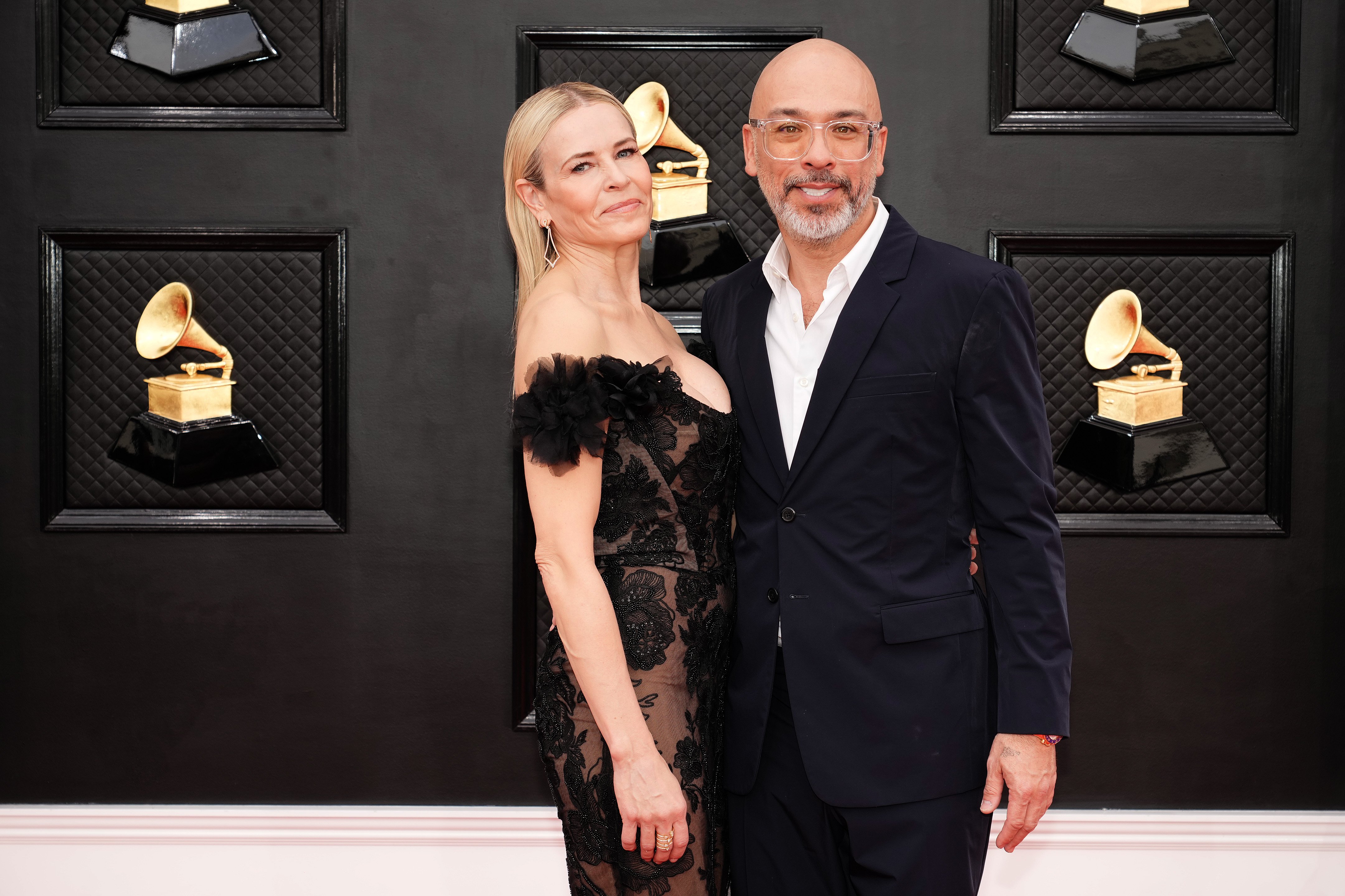 Chelsea Handler and Jo Koy at the 64th Annual Grammy Awards