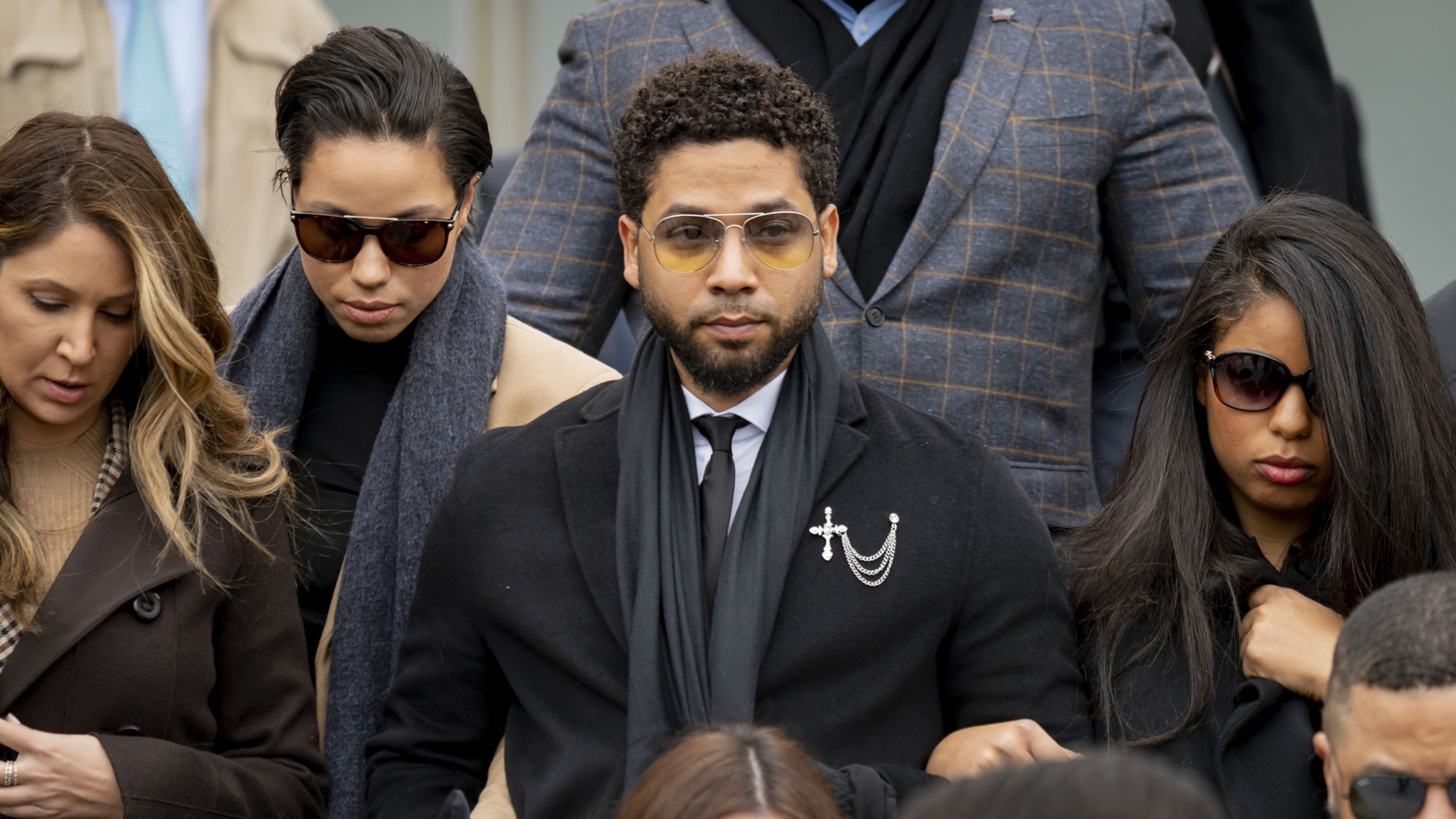 Jussie Smollett departs after a court appearance