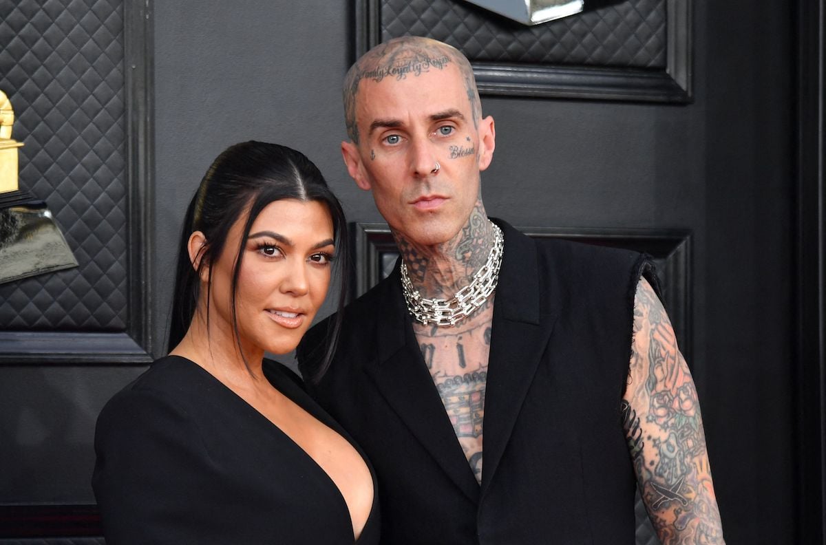 Kourtney Kardashian and Travis Barker at the 2022 Grammy Awards.