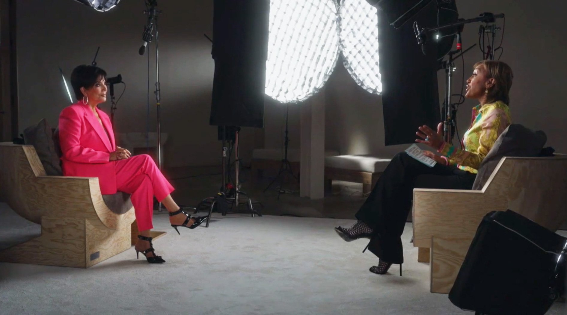 Kris Jenner speaks with Robin Roberts for the Kardashian interview news special on ABC